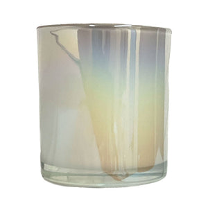 iridescent candle jar white