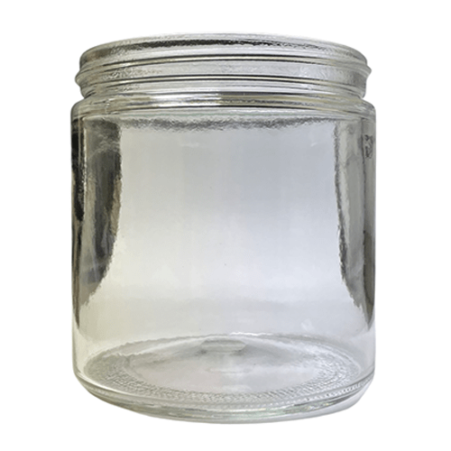 Straight Sided Glass Jar 16 oz w/ Gold Lid