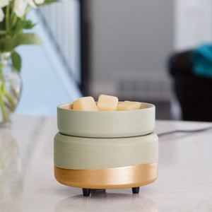 2 in 1 Matte Green and Gold Wax and Candle Warmer