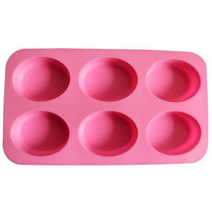 6 Cavity Oval Silicone soap Mold