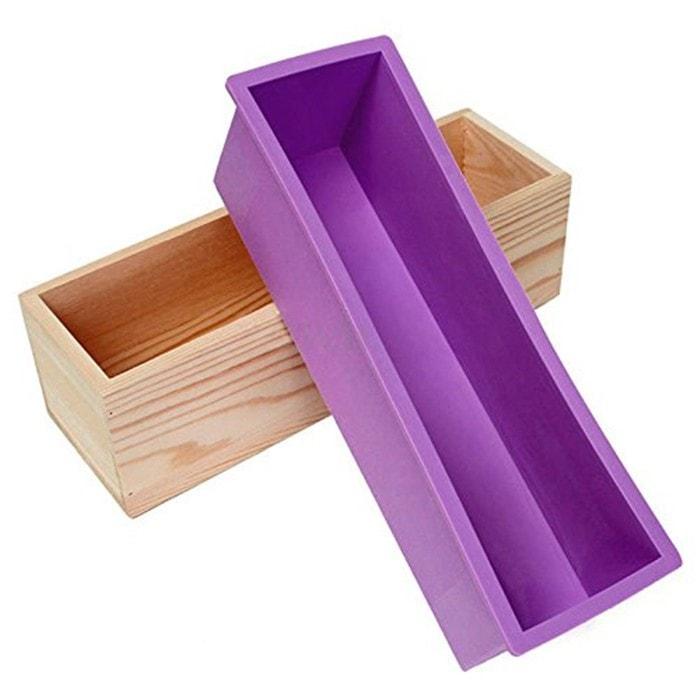 DOYOLLA Silicone Soap Loaf Molds Wood Box w/ Wooden Covers for