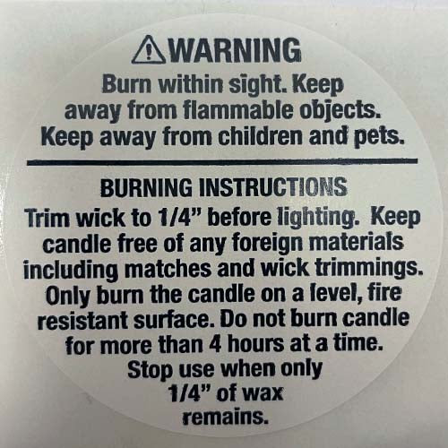 Candle Warning Label 2 Inch