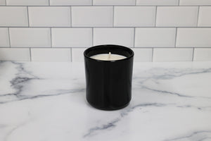 black glossy candle jar