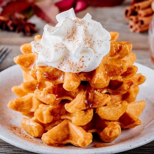 pumpkin maple nut waffles